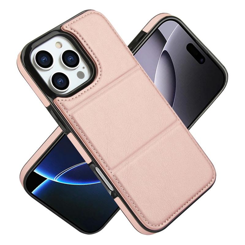 Étui de téléphone de luxe en cuir de couleur unie pour iPhone 16 Pro Max 15 Plus 14 Pro 13 12 11 avec support à rabat, fente pour carte, antichoc, couverture bumper en silicone souple