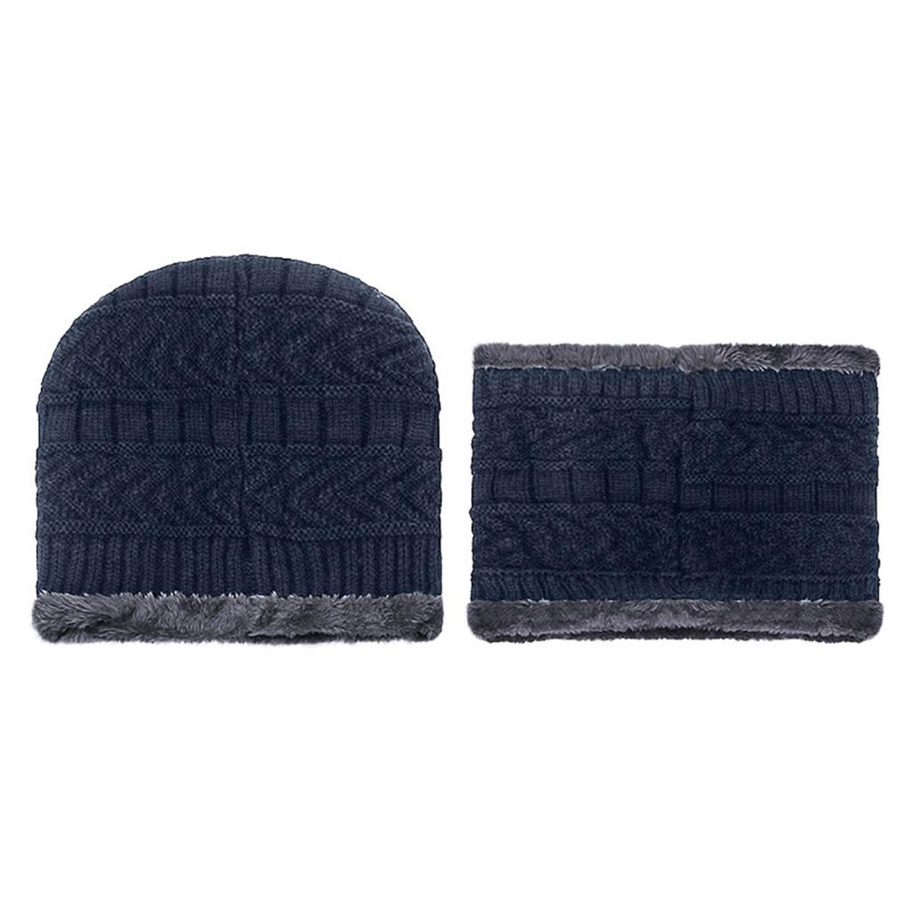Winter Warm Fleece-Lined Thick Hat, Scarf, Neck Warmer Set ( Color 2-Piece Set)