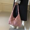 Casual Fashion Rhombus Embroidered Thread Shoulder Bag Simple Commuter Bag Retro Large Capacity Tote Bag Women'S Bag