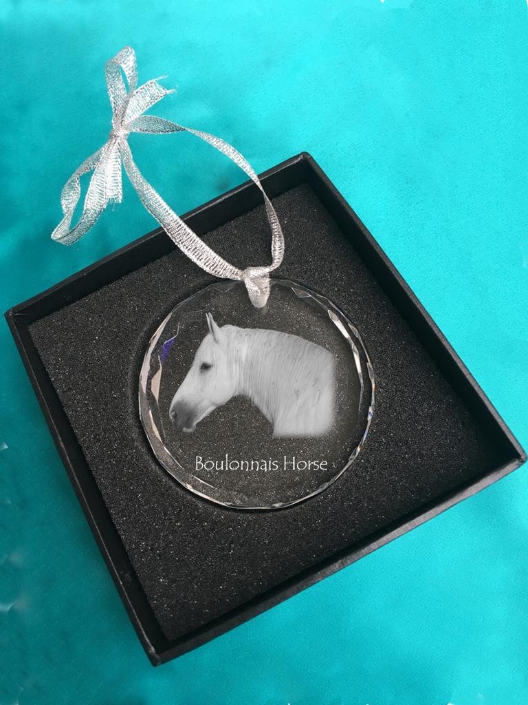 Boulonnais Horse – Crystal bauble with a photo, horse photo in crystal | Art-Dog