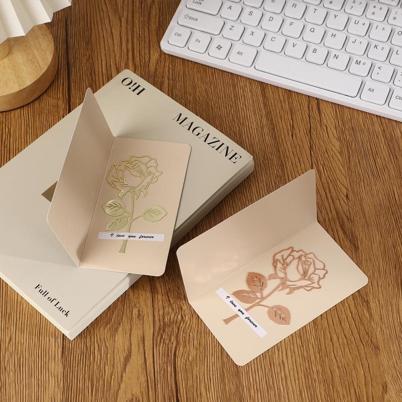 1pc Electroplated Gold Rose Metal Bookmark For Book Paper Creative Items Lovely Korean Stationery Gift Valentine's Day