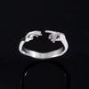 Creative Two Hands Shape Open Adjustable Ring Minimalist Unique Statement Finger Ornament for Women Daily Fashion Matching Jewelry