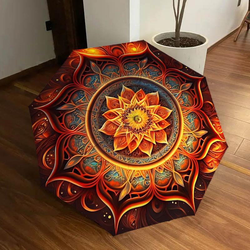 

1pc Mandala Artwork Automatic Open/Close Umbrella, Folding Compact Umbrella with Lightweight Design for Women/Men yy251011097