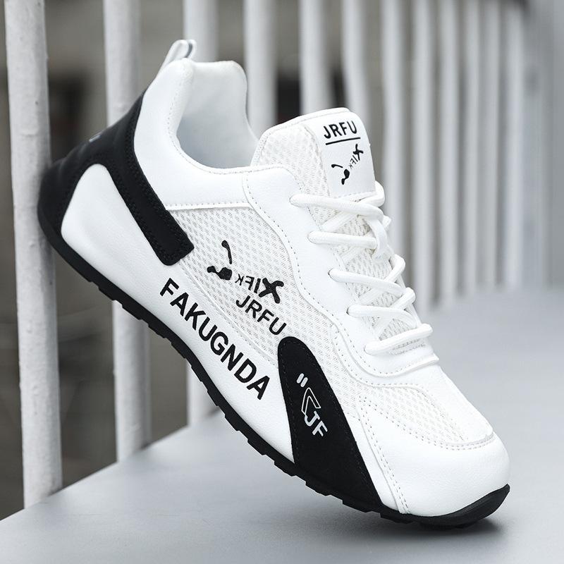 Scarpe sportive da uomo in rete casual da corsa con rialzo, leggere e traspiranti, scarpe bianche da viaggio