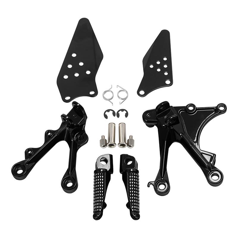 Motorcycle Front Rider Foot Pegs Footrests Bracket Set For KAWASAKI ZX636 2005-2006 ZX6R 2005-2008