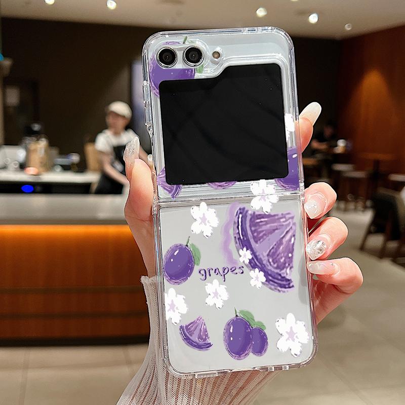For Samsung Galaxy Z Flip 7 6 5 4 3 Case Cherry Watermelon Fruits Hard Clear Folding Cover For Samsung Z Flip6 Flip5 Flip4 Flip7