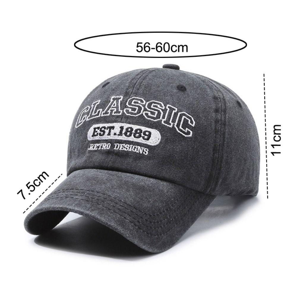 Fashion Classic EST.1889 Embroidery Baseball Cap Visor Adjustable Peaked Cap Washed Cotton Casquette For Man Women