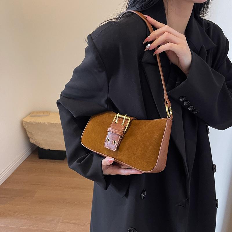 Autumn and Winter Retro Solid Color Bag New Casual Fashion Single Shoulder Women Commuting Small Square Bag Underarm Bag