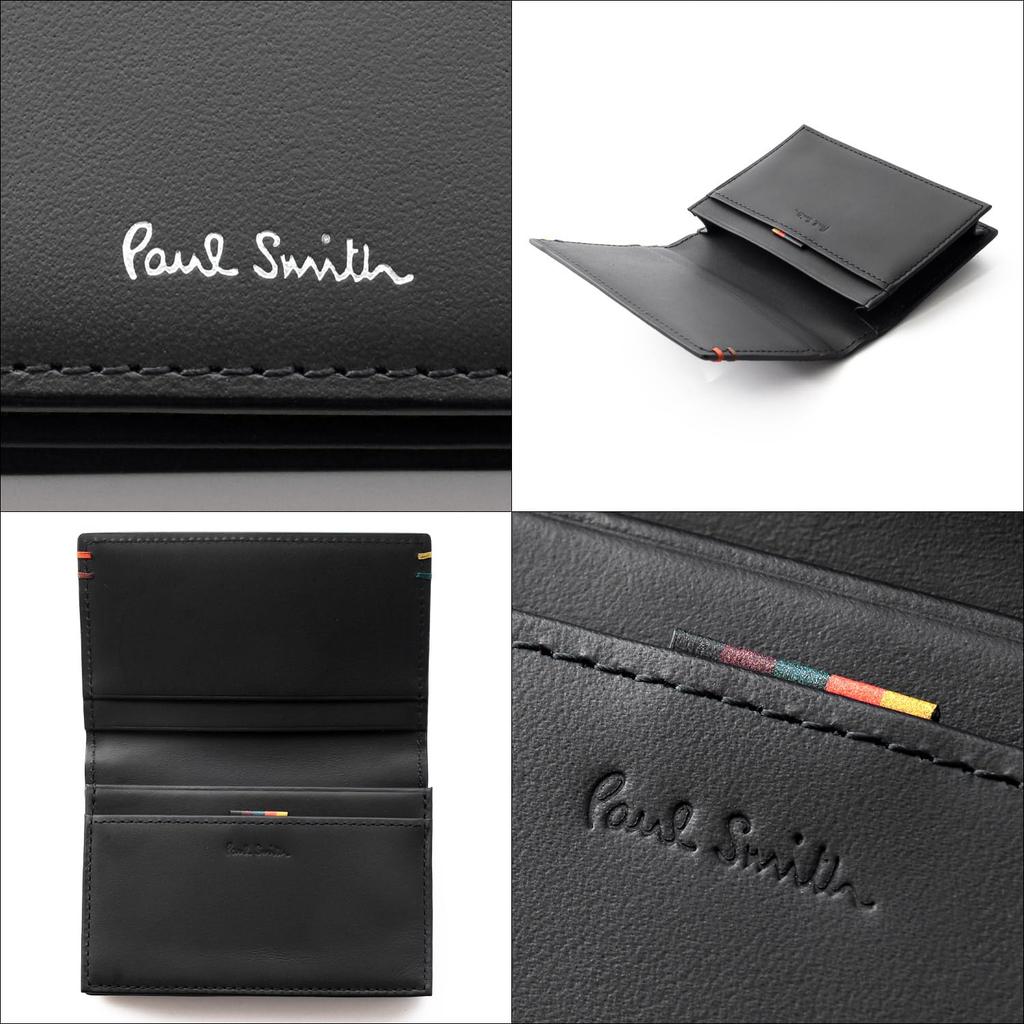 Paul Smith Highlight Stitch SS24 Visitenkartenetui, Leder, Rindsleder, 813006 P853 (Keine Namensgravur, Schwarz) [Gebraucht]