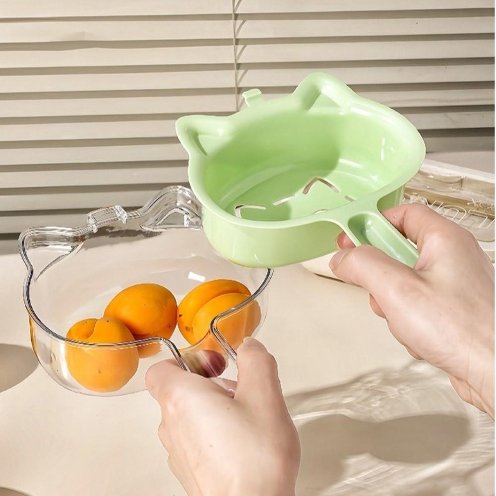 Cat Shape Fruit Washing Drain Basket Large Capacity Fruit Clean Colander Restaurant Kitchen Use