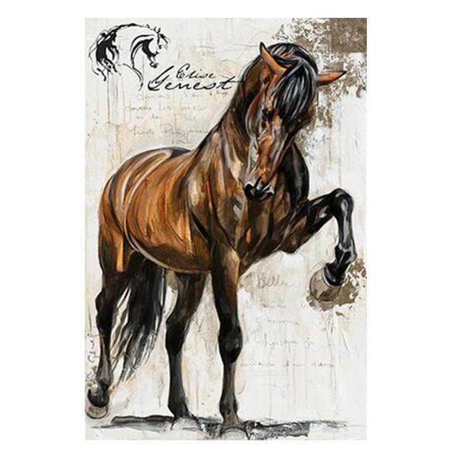 Animal Art Retro Horse Canvas Painting Mural Poster Wall Art Bedroom Living Room Modern Decorative Painting