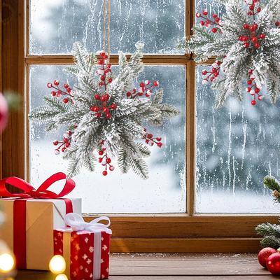 29Pcs Artifical Berry Pine Needles Branch Christmas Tree Decoration Ornaments Fake Plant For Home Decor New Year Party Supplies