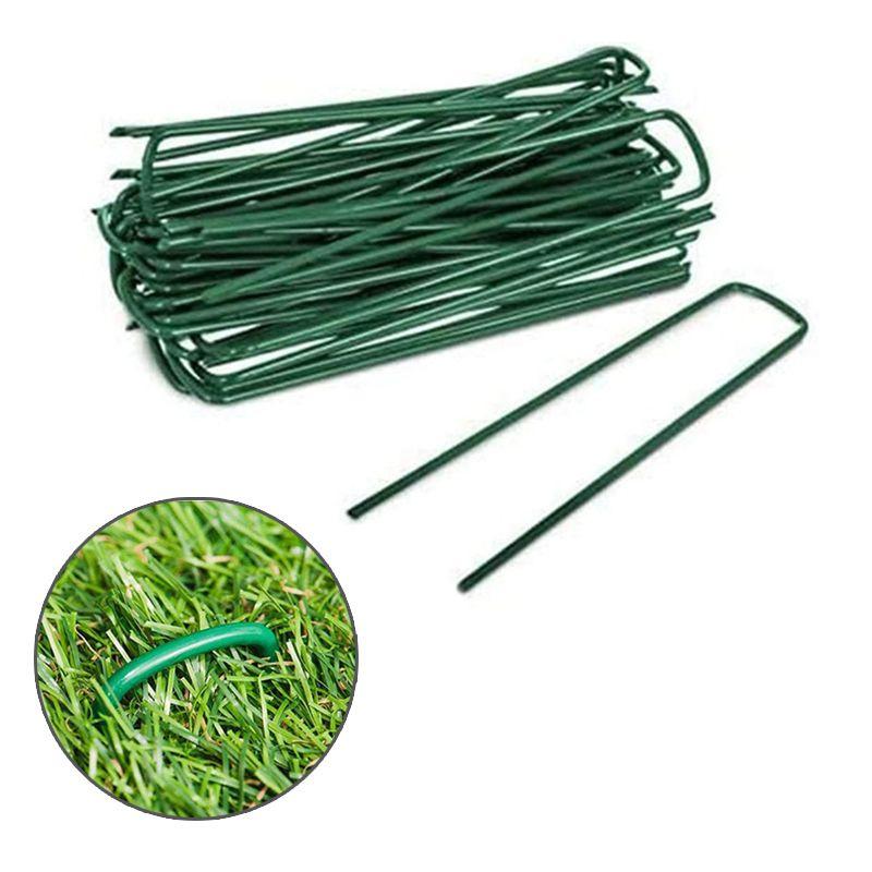 Heavy Duty Green Galvanised Turf Nails Steel Ushaped Garden Ground Pegs For Lawn And Garden Cover Fixing