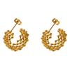 Titanstahl Kleine Goldperlen Spleißgitter-ähnliches C-förmiges Nischen-Design Hongkong-Stil Beschichtet mit 18 Karat Gold Steckerohrringe und Ohrschmuck