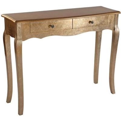 Patinated Wooden Console Sion Gold - VERSA - Hallway Furniture - 2 Drawers - Elegance - Chic