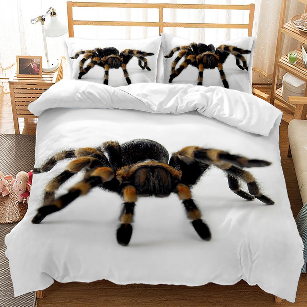 Comforter Tarantula Print Beddengoed Set Zwart Bruin Spider Dekbed Insect Thema Zachte Dekbedovertrek Voor Kinderen Tiener Wit