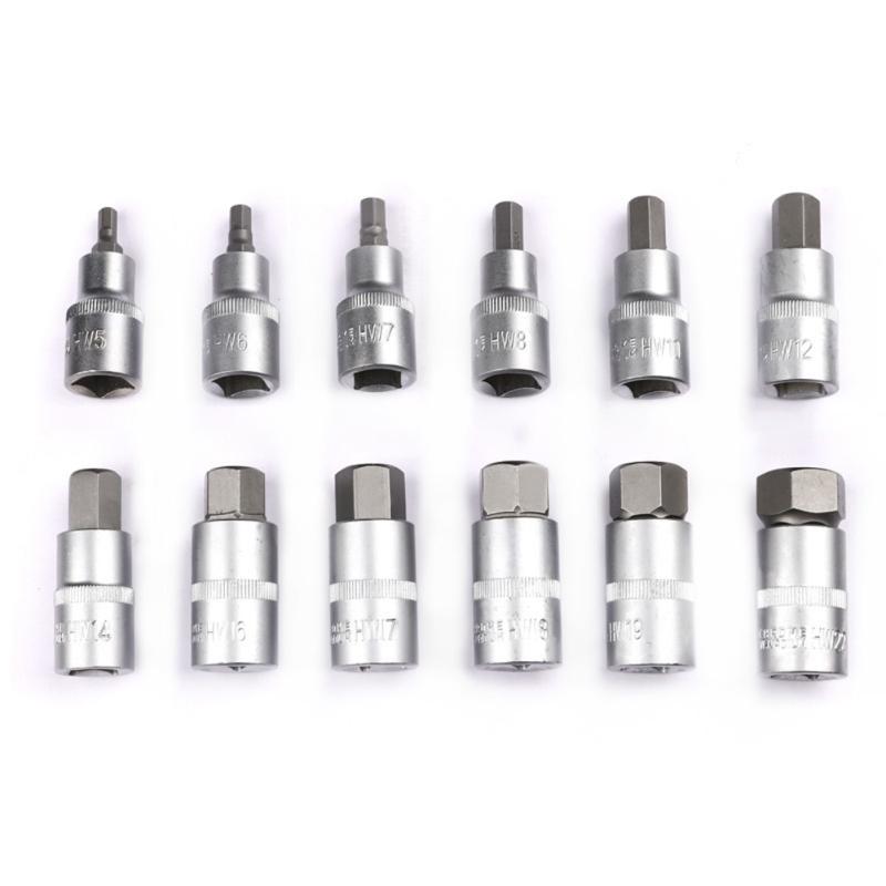 12-teiliger 1/2-Zoll-Profi-Antriebs-Sechskant-Bit-Steckschlüsselsatz H5 H6 H7 H8 H10 H12 H14 H16 H17 H18 H19 H22