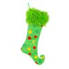 Green Christmas Stockings Faux Fur Xmas Hanging Treat Bag Candy Pouch Holder Festive Atmosphere Decoration