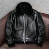 Genuine Leather Sheepskin Jacket Men Oversize Biker Coat with Lambswool Lining