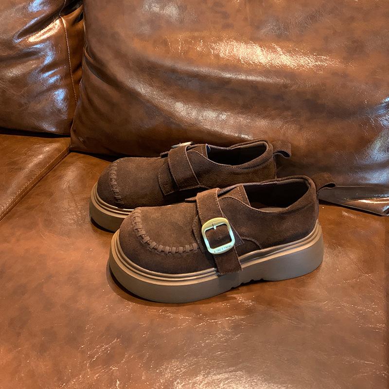 

Кожаные туфли на пенопластовой подошве, осенние новые туфли на платформе, женские, повседневные, модные, для работающих женщин 40 малиновый