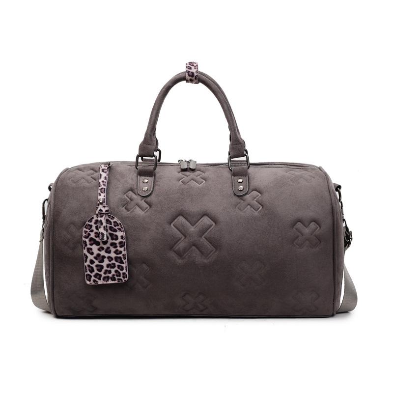 

Fashion indentation large-capacity travel bag PU texture thickened durable duffel bag multi-functional yoga swimming sports bag one size fits all серый