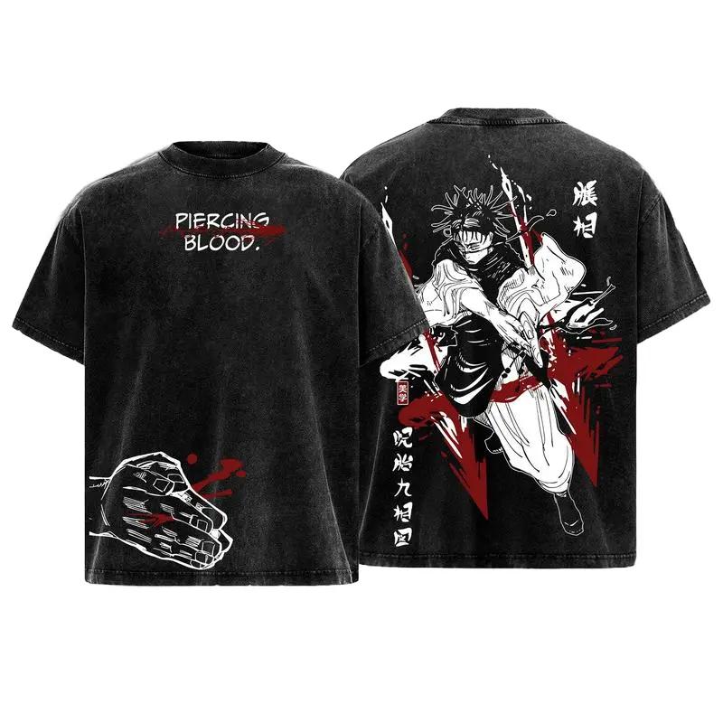 

Japanese Manga Jujutsu Kaisen Choso T-shirt Men Women Clothing Vintage Washed Oversized T shirt Pure Cotton Casual Tees Tops S