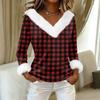 Women's T Shirt Tee Print Shirt Long Sleeve Party Fleece Collar V Neck  Top