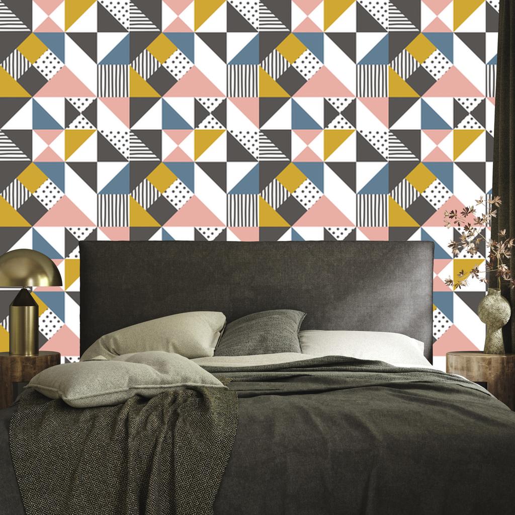 Geometric and colorful triangles wallpaper for living room and bedroom 50x1000