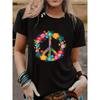 Peace Love Hippie Costume Tie Die 60s 70s Women's Casual Short Sleeve Summer T-Shirt O-Neck Tops Femminile Tee Graphic Tshirt