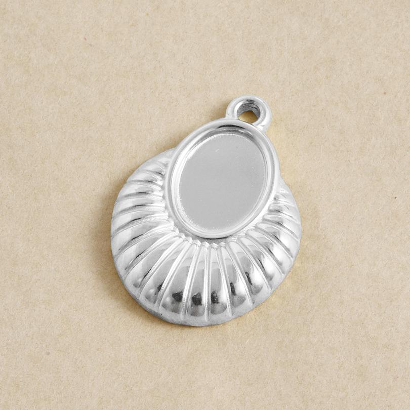 6pcs New Steel Color Cabochon Charm No Fade Oval Round Water Droplet Pendant Metal DIY Stainless Steel Charms For Jewelry Making