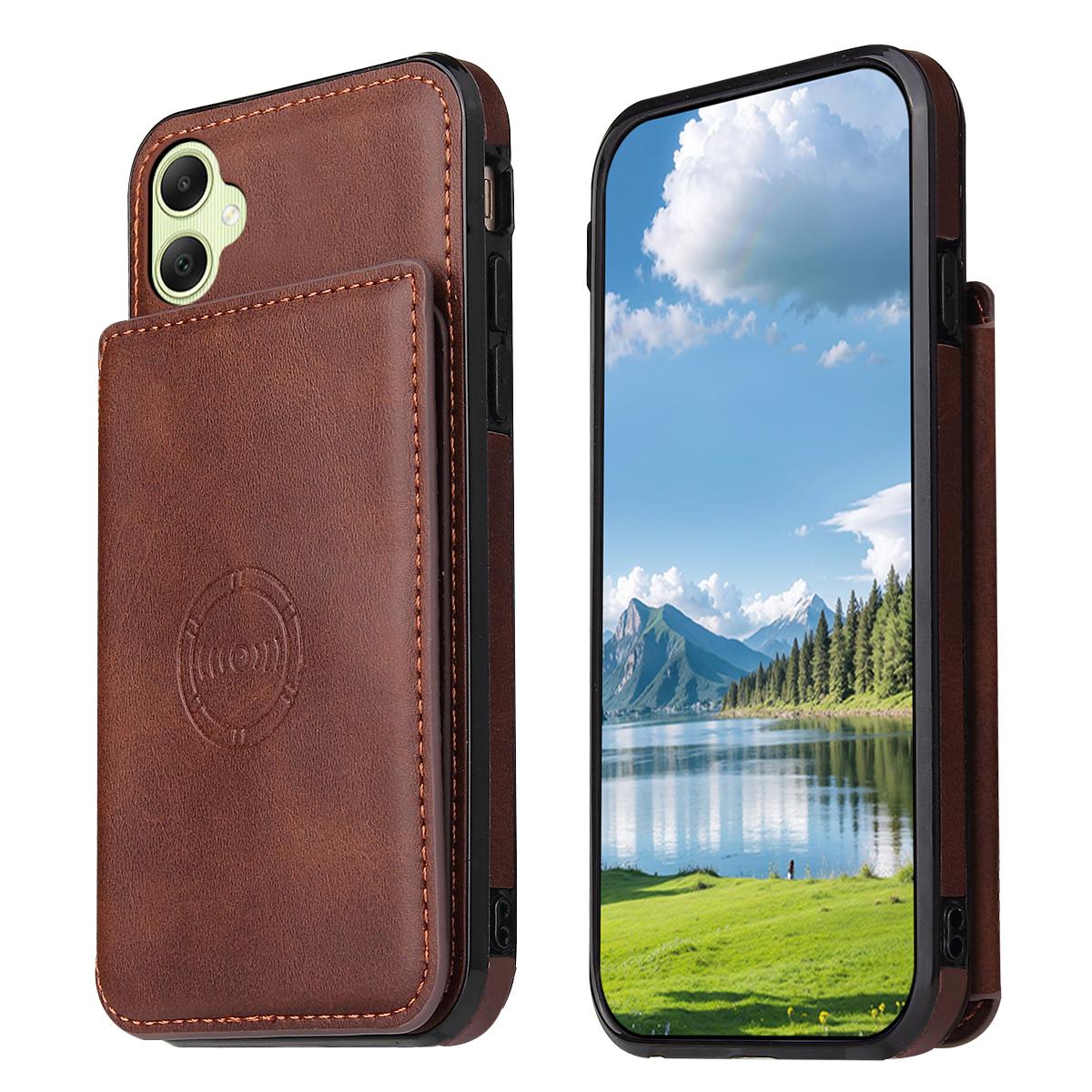 

Чехол для Samsung Galaxy A06 4G с держателем для карт и подставкой, из ПУ кожи + ТПУ Coffee