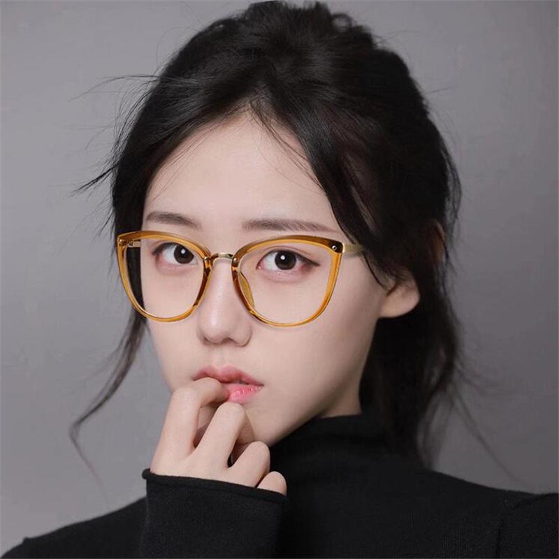 Anti Blue Light Cat Eye Diopter Glasses Women Metal Transparent Tea Frame Nearsighted VisionGlasses Female 0 -0.5 -0.75 To -6.0