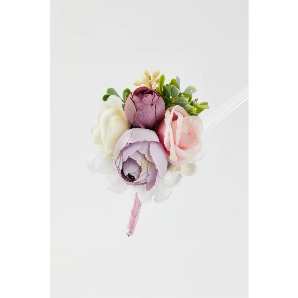 YO CHO Wedding Corsages Flower Groom Boutonniere Purple Silk Rose Man Brooches Wedding Bridesmaids Bracelet Wrist Corsage Flower