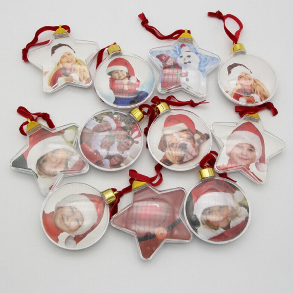 Christmas Photo Insert Baubles Ornaments Festive Personalised Gift Xmas Tree Hanging Decorations
