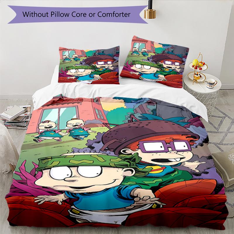 3pcs Rugrats In Paris2 Design Cover Set - HD Printed Bedding with 1 Cover and 2 Pillowcases - Perfect for Home and Dorm Decor