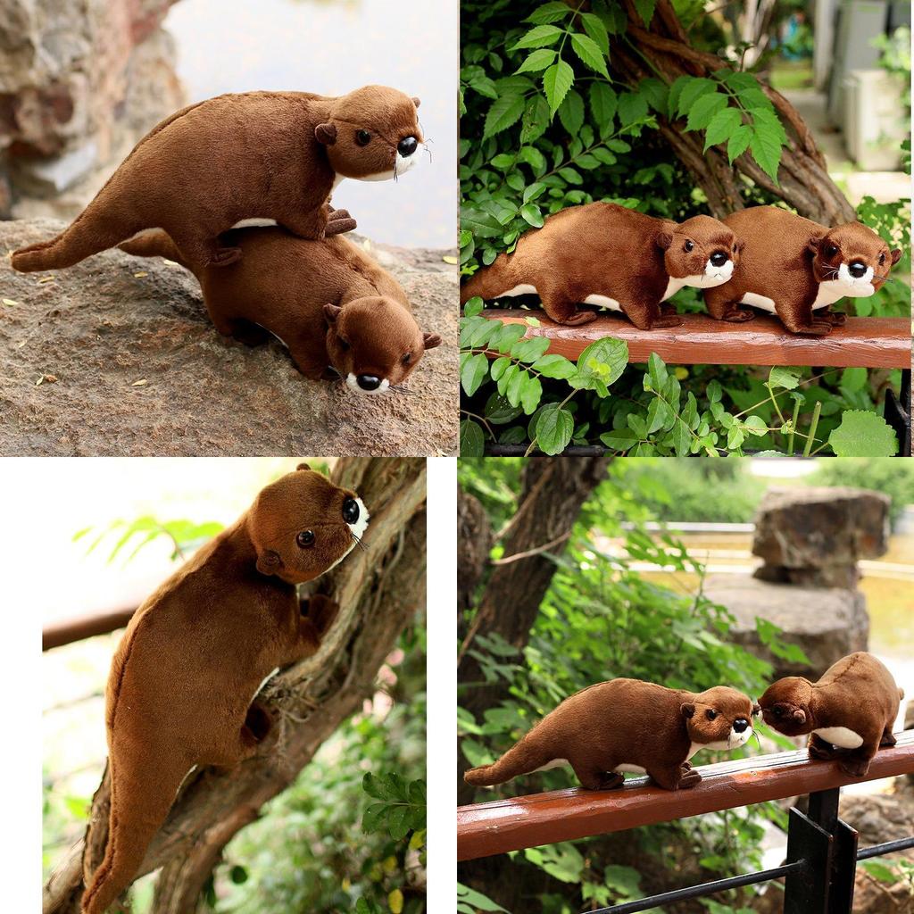 Adorable Otter Stuffed Plush Toy Realistic Long Fur Soft Animal Figure 40cm Gift