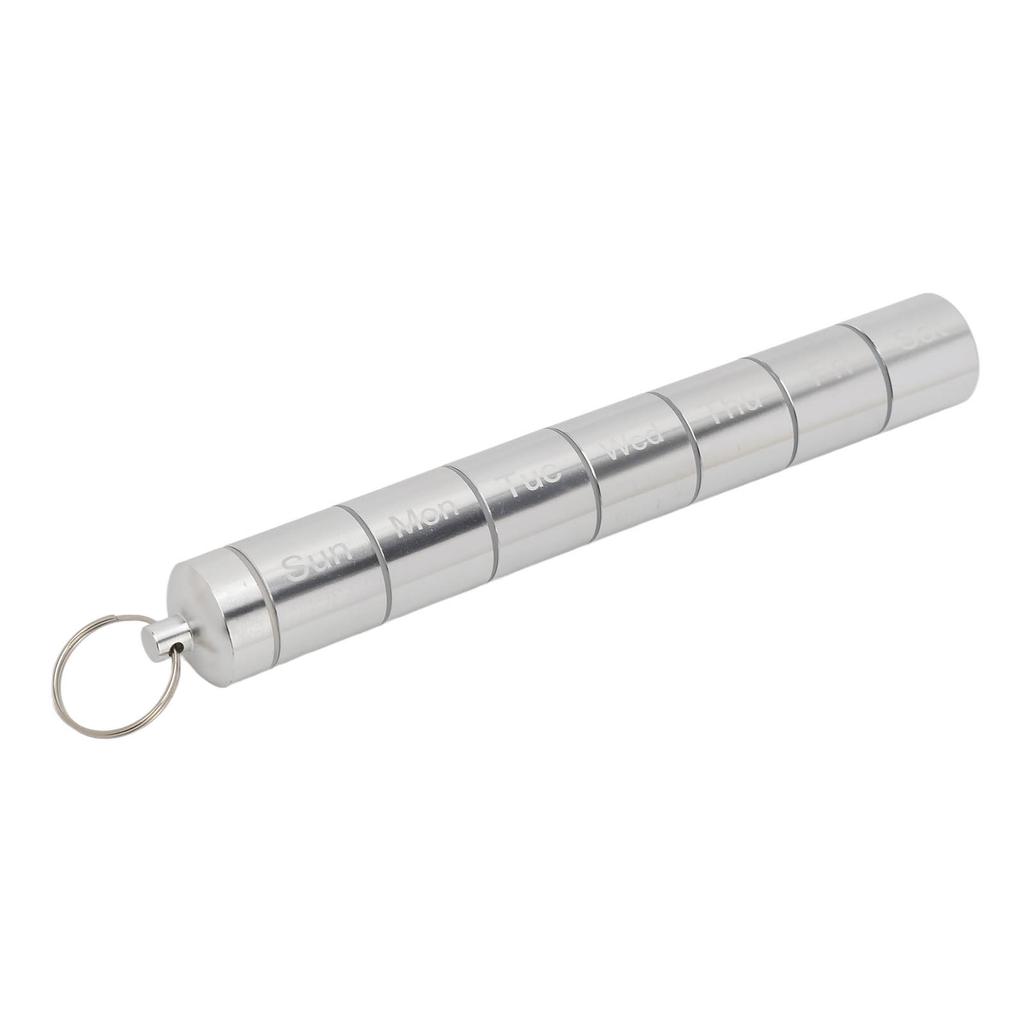 7 Days Weekly Medicine Box Aluminum Alloy Waterproof Keychain Pill Holder Case for Supplements