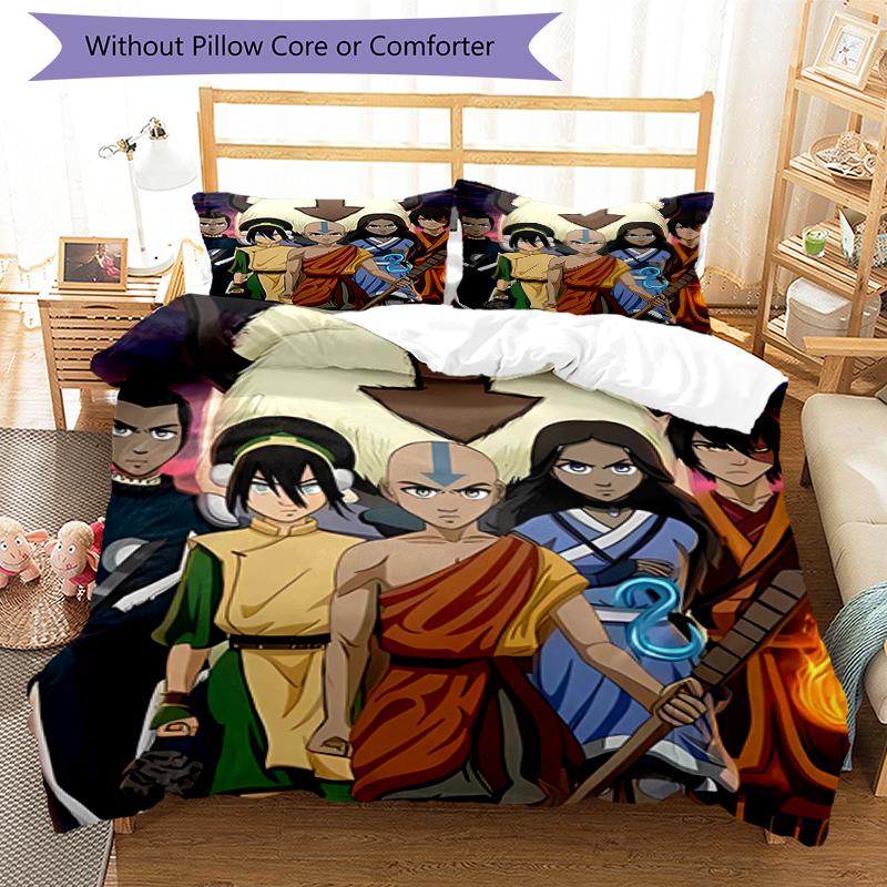 Set di biancheria da letto con motivo Avatar The Last Airbender da 3 pezzi, set copripiumino include copripiumino e federe, perfetta decorazione per la camera da letto per tutte le stagioni e regalo