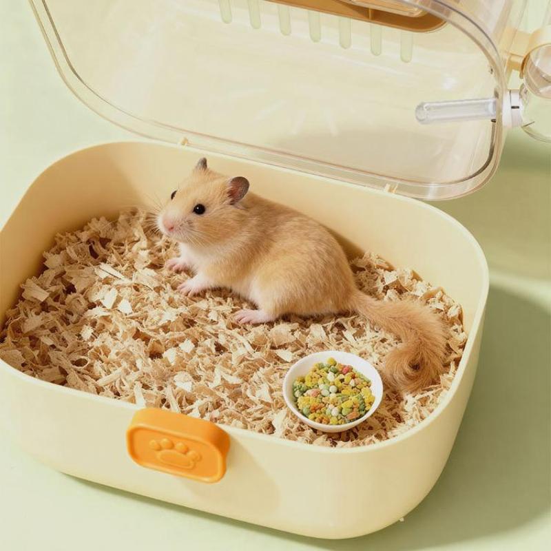 Portable Hamster Carrying Cage With Handle Water Bottle Chinchilla Carrier Box Small Animal Hamster Travel Cage Pet Supplies