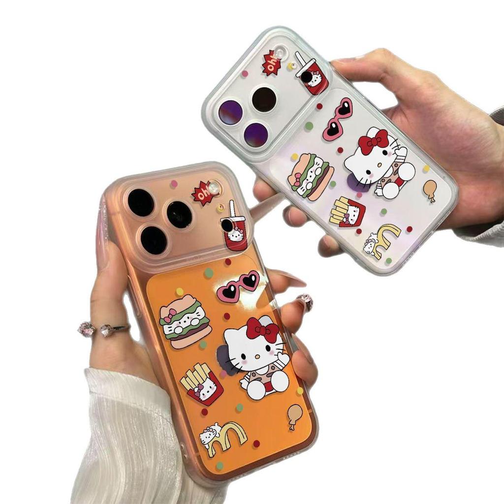 Hello Kitty Clear Phone Case with Integrated Button, Compatible with Apple 17/16/15/14 Models