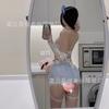 Sexy Lingerie Female Blue Grid Maid Cute Uniform Seduction Lace Pure Lust Wind Cosplay