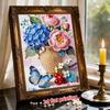 DIY Pearl Painting Canvas Floral Butterfly Design Shiny 3D Bead Art Kit Creative Leisure Craft for Living Room Wall Decor