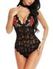 European and American women sexy sexy lingerie lace perspective embroidered onesie set