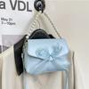 Sweet Bowknot Pearl Strap PU Leather Women's Shoulder Bags Simple Solid Color Female Handbag Versatile Ladies Crossbody Bag