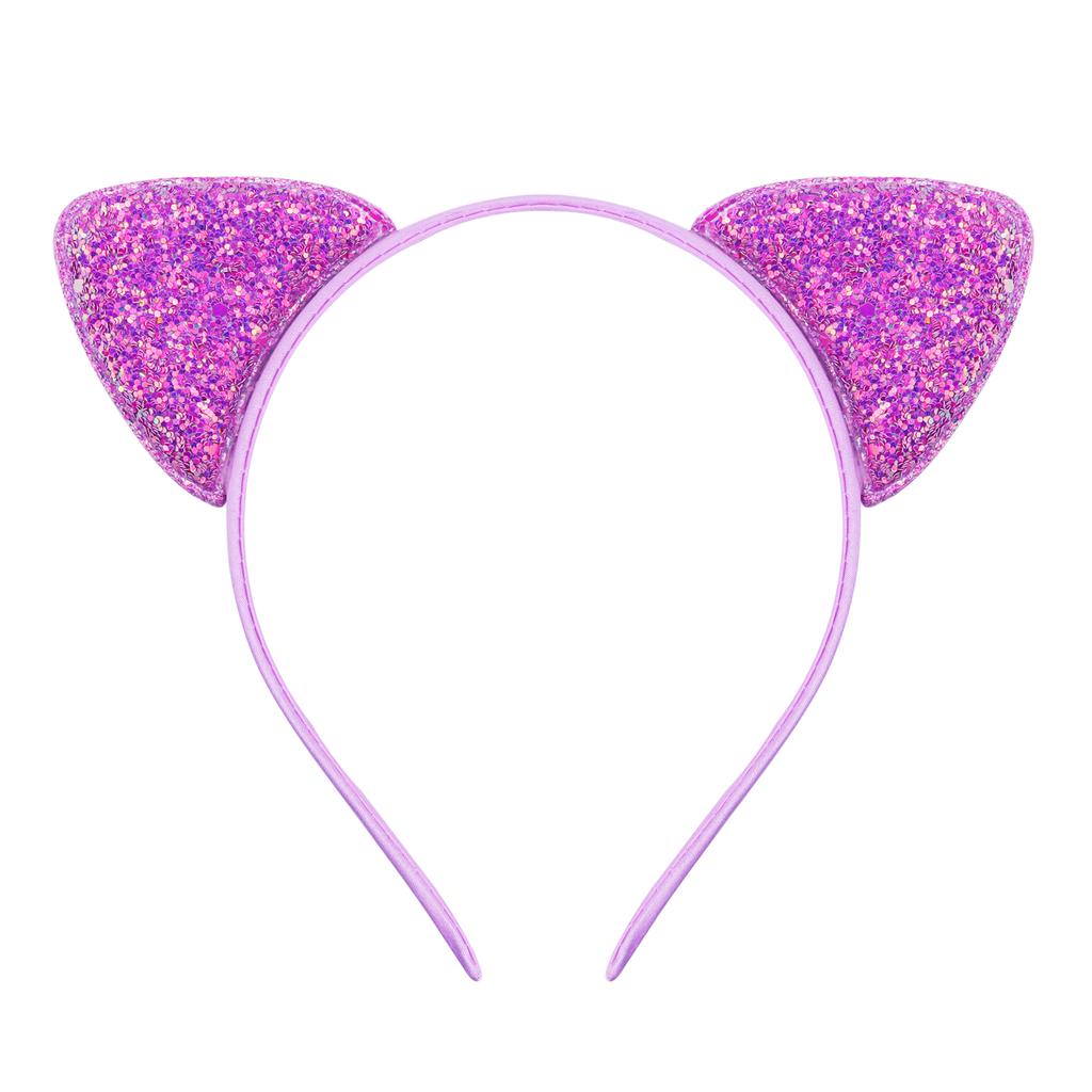 Glitter Cat Ears Headband Kitty Headband for Girls and Women Sparkly Hair Metal Hoop Shiny Hairbands Hair Accessories for Daily