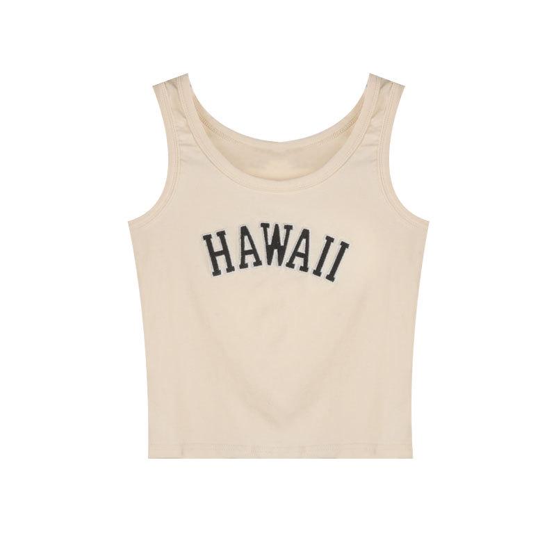 

2024 Лето Pure Desire Вышитые буквы Slim Fit Женский жилет из ниток Extra Large абрикосовый