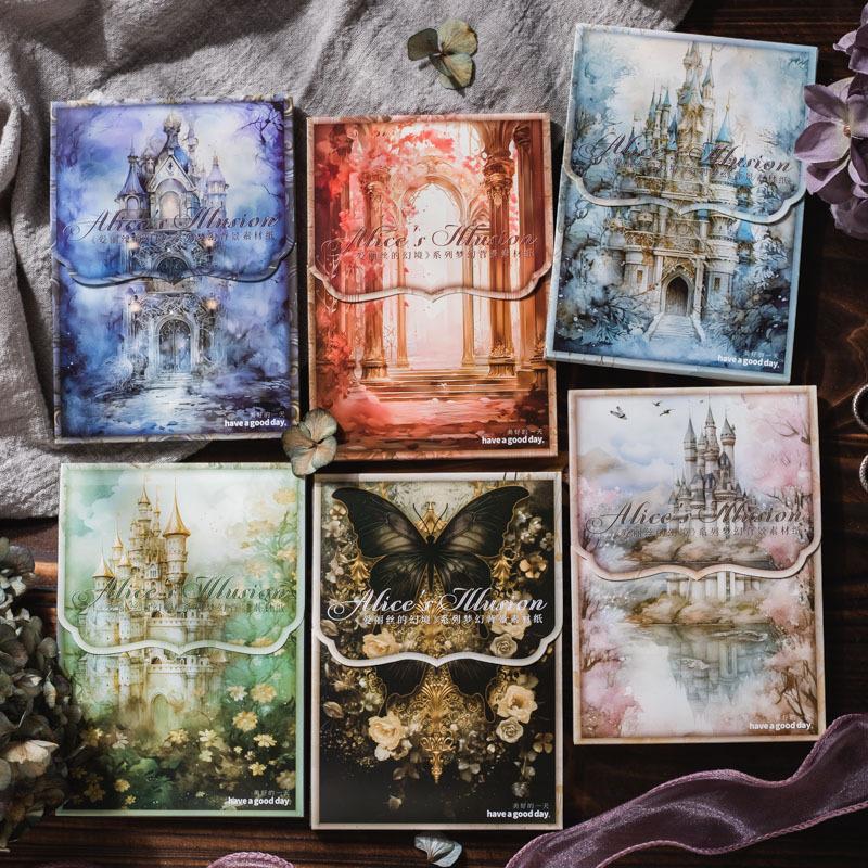 1PC Alice's Fantasy Series Dreamy Background Notebook DIY Material Base Card Paper Beautiful Day Notebook Material Pack