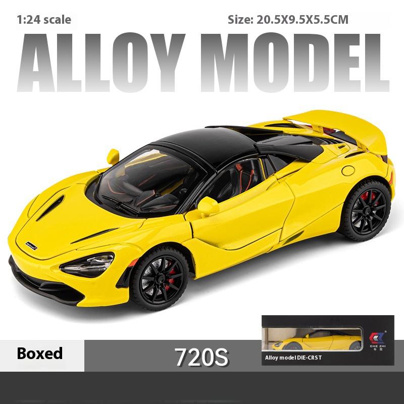 Super Sportcar Toy Simulation 1/24 McLaren 720s Car Model Alloy Die Cast with Sound Light Pull Back Toys Vehicles Models Children Gifts