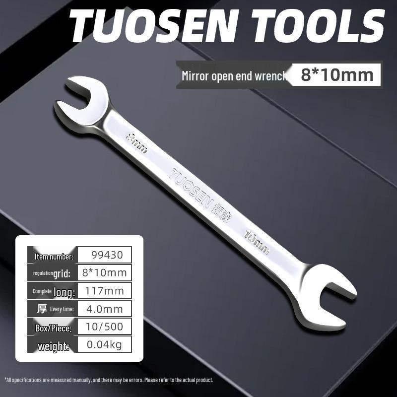 Metric Mirror Finish Double End High Hardness Open End Wrench - Multi-Spec Hand Tool
