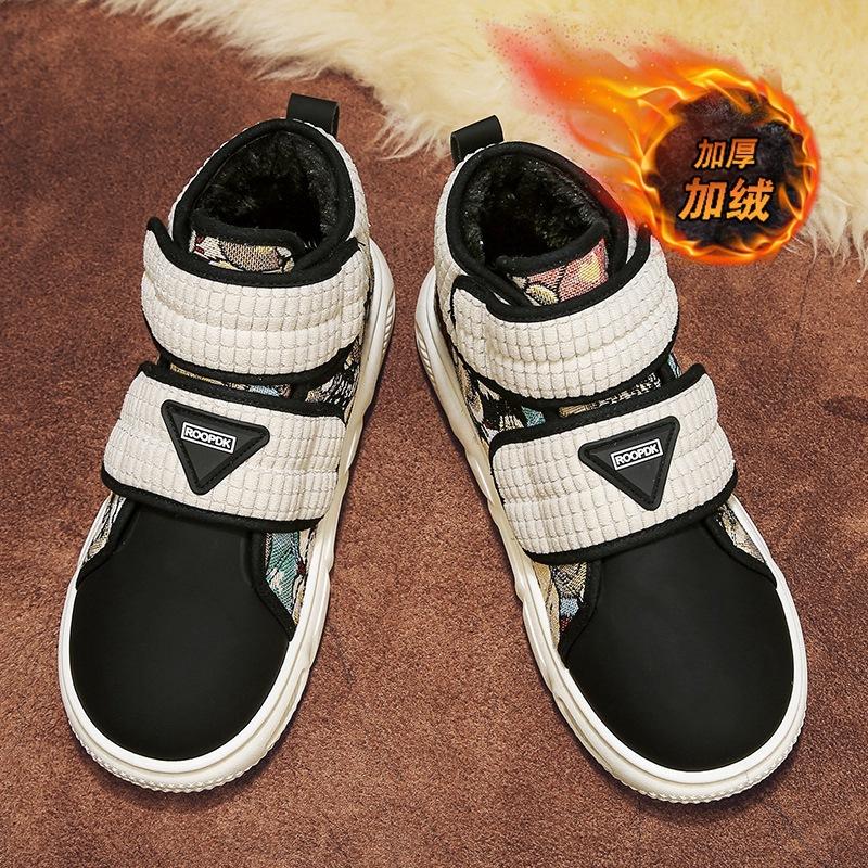 

Высокие хлопковые туфли мужские зимние 2024 бархатные теплые мужские туфли на липучках модные уличные северо-восточные утолщенные шерстяные туфли мужские 39